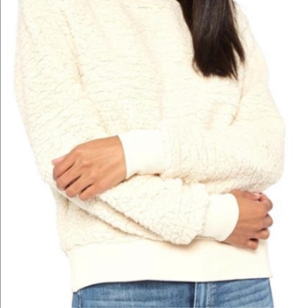 Project Social T Everett Sherpa Sweatshirt Woman’s Cream Size XS